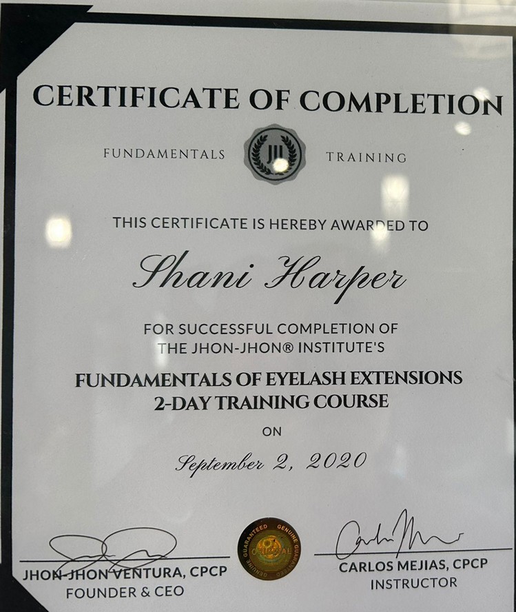 clinic salon eyebrows license certificate in middletown